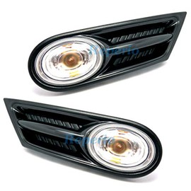 Side Indicator Repeater Scuttle Trims with Clear Lens - Includes Bulbs - Compatible with Mini R55 R56 R57