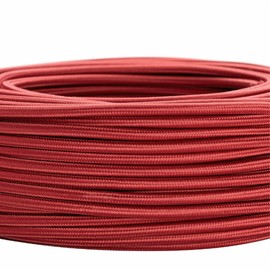 Textile Cable for Lamps, 5 m Bordeaux, 3-Core, (3 x 0.75 mm²) - Plastic Power Cable with Ground Conductor, Textile Coated