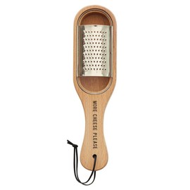 Santa Barbara Design Studio Handheld Wooden Cheese Grater with Removeable Grate, 10.5" Long, More Cheese Please