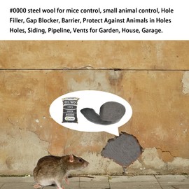 (4 Pack) Civrowii 0000 Steel Wool Hole Filler, Gap Blocker, Barrier, Also for Glass Fine, Steel Wool Pads for Chrome or Wood Polishing (4)