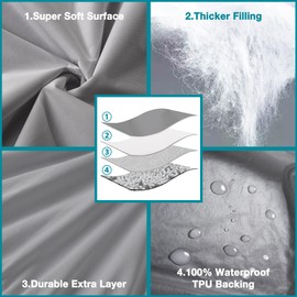 Soft and Breathable Twin XL Size Waterproof Mattress Protector, Fitting 6-16 Inches Mattress, 2 Pack, Gray