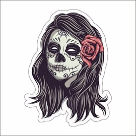 A.M.A shop STICKER SHAPED SKULL MEXICO WOMAN PVC for Decal Wall Mural Car Motorcycle Helmet Camper
