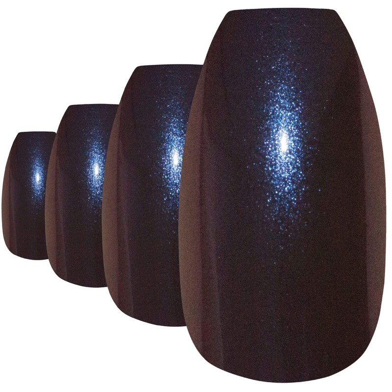 Bling Art False Nails Blue Purple Chameleon Ballerina Coffin 24