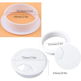 4 PCS Desk Grommet, White Desk Cable Grommet, Cord Plastic PC Computer Wire Hole Cover for Home, Office(60mm)