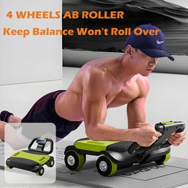 IRISFLY New 4-Wheel Abdominal Roller,Upgraded High-Performance Ab Roller Wheel,Automatic Rebound Ab Roller Board, Strengthen Core & Abs, Ab Machine Perfect for Home Workout