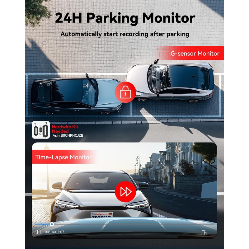 REDTIGER 4K Dash Cam Front, ADAS, Built-in WiFi GPS, Mini