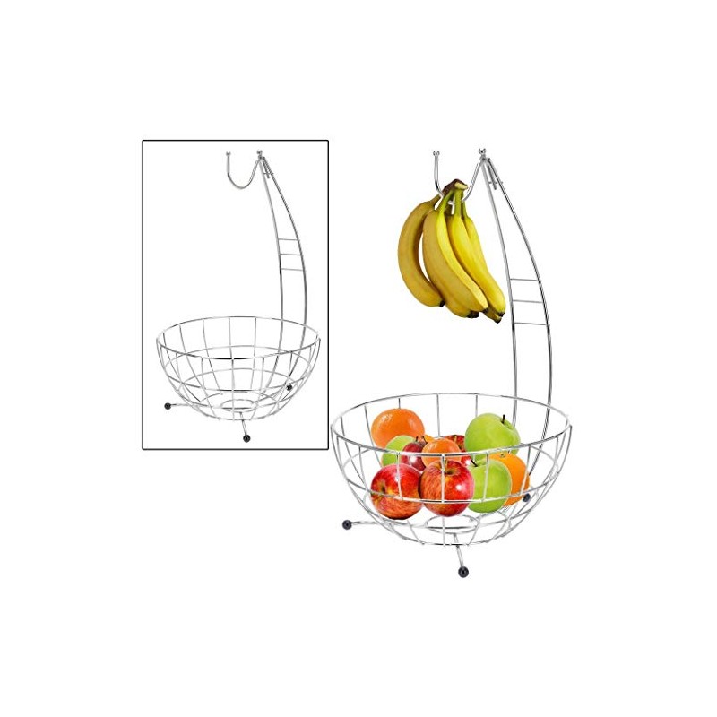CHROME HANGING FRUIT BOWL VEGETABLE BASKET HOOK TREE APPLE ORANGE