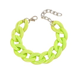 A-yeite 80s 90s Neon Chunky Link Acrylic Bracelets Sweet Macaron Candy Color Resin Link Bracelet for Women Colorful Summer Beach Party Y2k Jewelry-Green