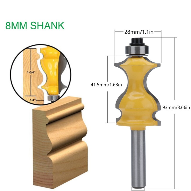 Architectural Molding Router Bit Woodworking Milling Cutter 8mm Shank 28mm