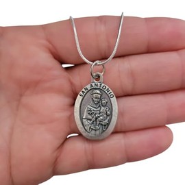 Saint Anthony Necklace, St Anthony, Catholic protection amulet, Saint Anthony of Padua Necklace. San Antonio