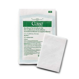 Curad Sterile Nonadherent Pad, Soft, Perforated, Absorbent, Cotton/Polyester, 2" x 3", Sterile, 100 Pads