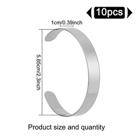 GOMAKERER 10 Pcs 304 Stainless Steel Blank Core Bracelets 0.39 Width, Cuff Bangle Bracelet Blank Plain Bangles Grooved Cuff Bangles Armband Bangles for Women Men Decoration Jewelry Making