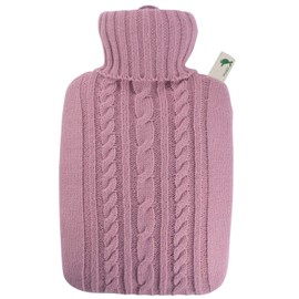 Hugo Frosch Classic Hot Water Bottle 1.8 L with Knitted Cover Pastel Pink