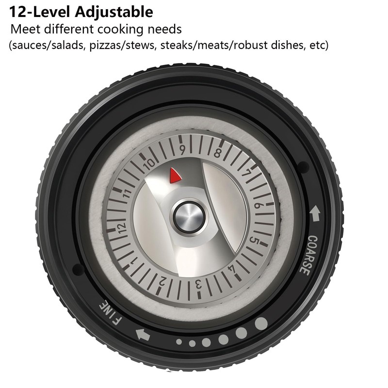 ARKNOAH Premium Pepper Grinder - Adjustable Coarseness with Aircraft-Grade Aluminum
