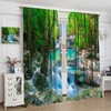 Waterfall Curtains, Spring Forest Nature Landscape Theme Pattern Print, Bedroom