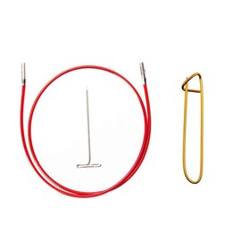 ChiaoGoo Twist Red Lace Cable Small 50-Inch (127cm) Fits US 2, 3, 4, 5, 6, 7, 8 Interchangeable Knitting Needle Tips, Includes Tightening Key, Bundled with 1 Sturdy Stitch Holder 7550-S