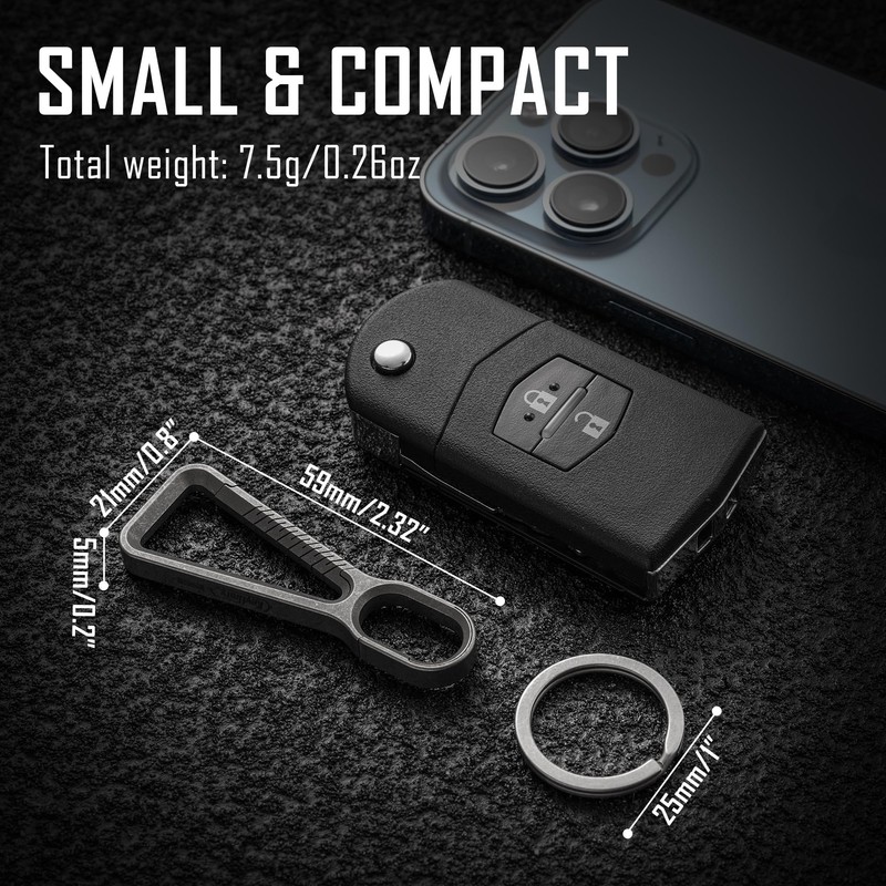 KeyUnity KD01 Titanium Carabiner Keychain Clip, Quick Release EDC Key
