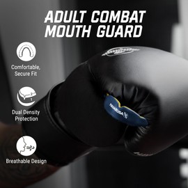 Hayabusa Combat Sports Mouth Guard Youth, Kids and Adult Sizes Comes With Case - Blue/Yellow, Adult