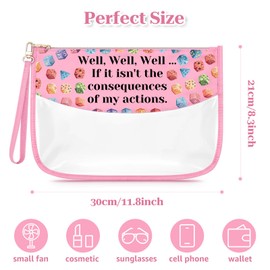 Clear PVC Makeup Bag for Women Travel Essentials Toiletry Organizer Gift Ideas Cosmetic Bag Birthday Christmas Gift for Her Friendship Graduation for Daughter Travel Pouch With Wrist Strap