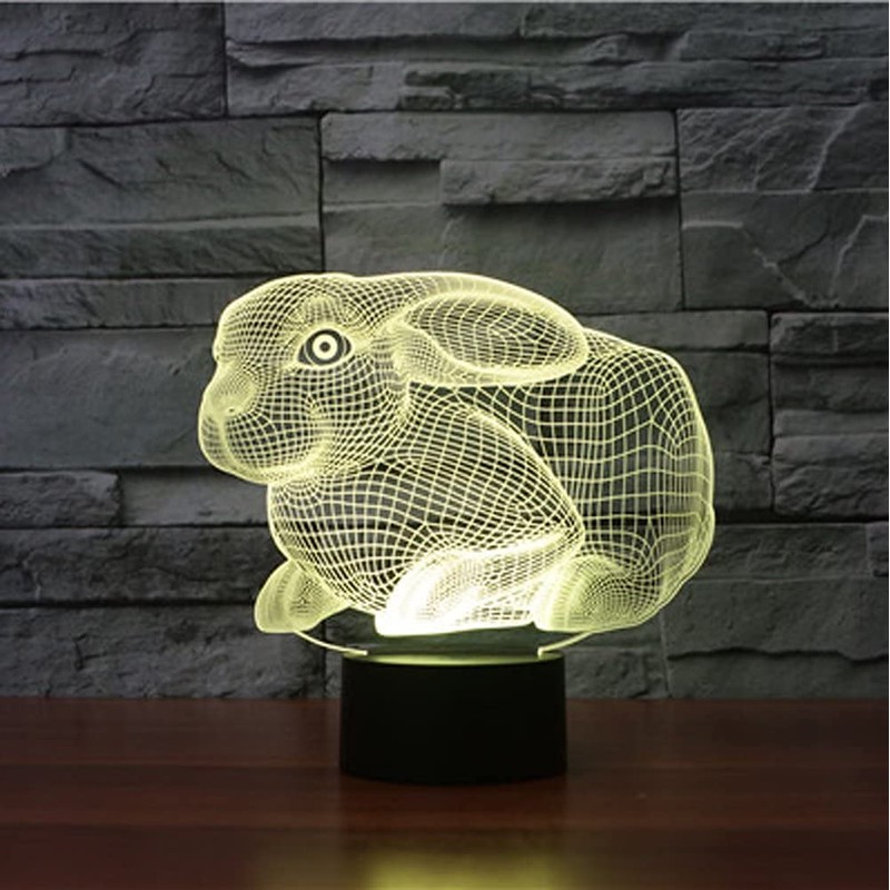 SUPERRUIDALONG 3D うさぎ リモコン 16色 ナイトライト イリュージョン アクリル LED テーブル