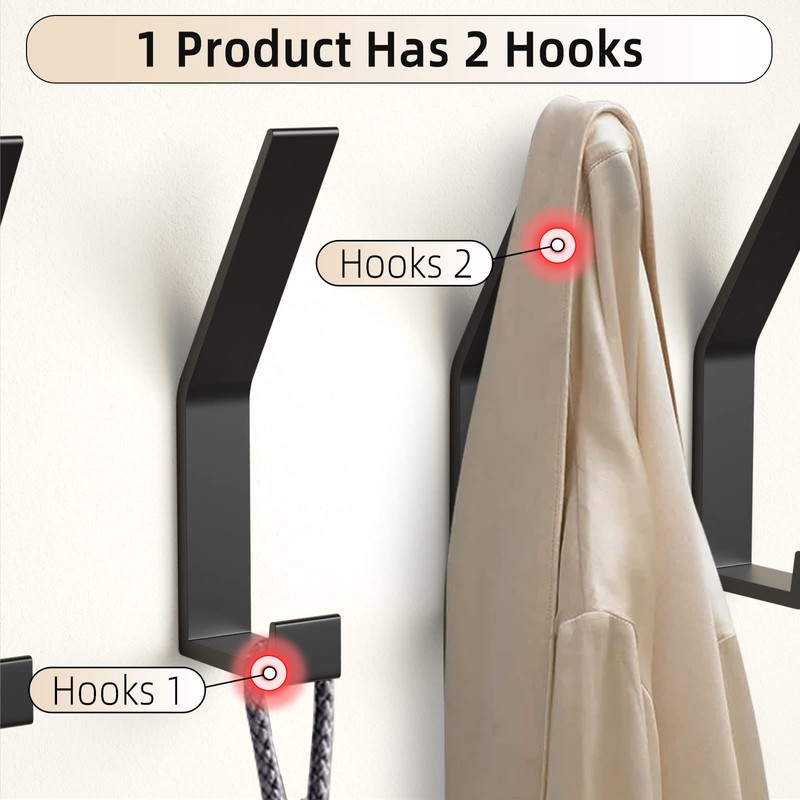 Large Coat Hooks Wall Mounted, Heavy Duty Coat Rack for