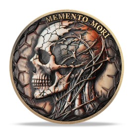 RYUKENLM Memento Mori Coin 3D Skull Challenge Coins EDC Reminder Token Symbol of Life’s Fragility & Time’s Limitations Inspirational Stoicism Gifts for Daily Stoic Practice