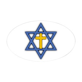 CafePress Star of David with Cross Oval Sticker Oval Bumper Sticker, Euro Oval Car Decal