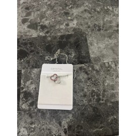 Unbranded TRUE FRIENDSHIP SILVERTONED HEART NECKLACE RED RHINESTONES NEW