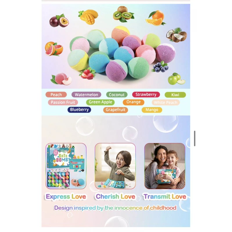 Jofei Bath Bombs Gift Set With Surprise Toy Inside, 24Pack