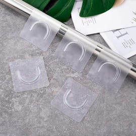 4 Pcs Shower Rod Holder Shower Curtain Rods Bracket Transparent No Drilling Curtain Rod Holders Clothes Drying Rod Holder Hanging Rod Bottom Bracket for Shower Curtain Rod