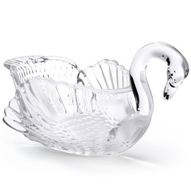 Patelai 9.84 x 5inch Crystal Swan Bowl Decorative Centerpiece Bowl for Candy Dish Flower Vase Fruits Table Decoration Holiday Gift