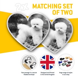 Awesome 2 x Heart Stickers 10 cm - BW - White Bichon Frise Puppy Dog Fun Decals for Laptops,Tablets,Luggage,Scrap Booking,Fridges #36484