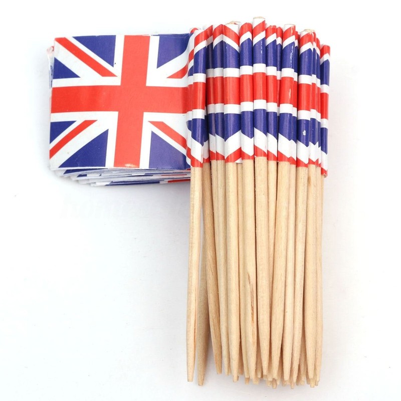 200pcs Union Jack Toothpicks British Sandwich Flags Food Cup Cake