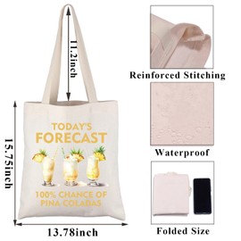 PLITI Pina Colada Lover Gift Pina Colada Drinking Gift Today's Forecast 100% Chance Of Pina Coladas Tote Bag For Women (Pina Coladas TGU)