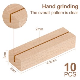 Auauraintt Pack of 10 Wooden Card Holders, Place Card Holder, Beech Wood, Photo Card Holder Made of Wood for Weddings, Banquets and Parties, Menu Card Holder, Photo Holder, Postcard Holder (Wood)