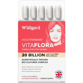 Wellgard Vitaflora Probiotics for Women - Scientifically Proven Bio Cultures for Women’s Intimate Flora, 30 Capsules, Made in UK