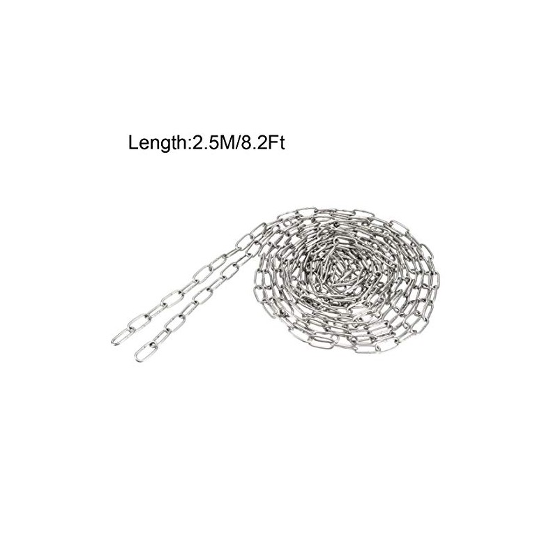 sourcing map Stainless Steel 304 Hardened Proof Coil Chain 2.5m
