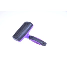 Self cleaning slicker Brush for Dog and Cat, Brush for Shedding Hair, Fur, Grooms and Massages, Self Cleaning, Deshedding Tool (Purple)
