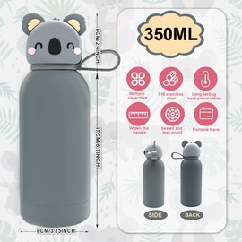 Flip-Up Campus Thermal Flask, Insulated Drinking Bottles for Children, Stainless Steel Thermos Flask, Hot for 9 Hours & Cold for 12 Hours, BPA-Free, 350 ml, Animal Friends