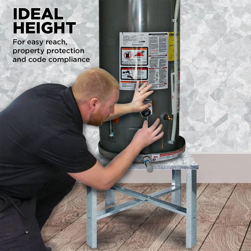 Everflow GWHS24 Water Heater Stand, Galvanized Steel, Chrome 24 in.