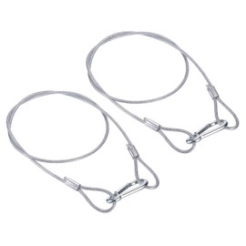 PATIKIL Stainless Steel Safety Cable 39.4"/100cm, 2Pack 4mm Flexible Security Wire Rope Lock Double Loops with Hook for Stage Lighting Luggage, Silver