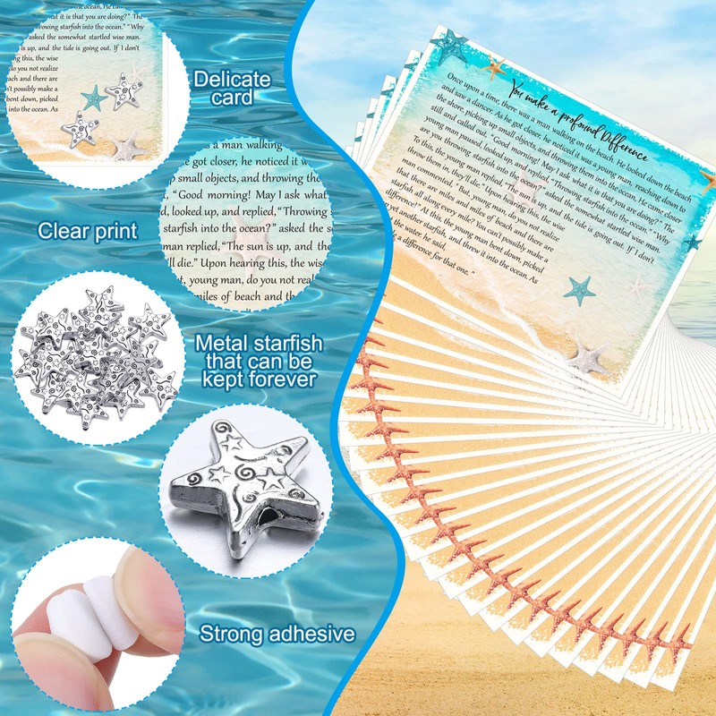 Spakon 48 Pieces Starfish Card Motivational Story Small Keepsake Appreciation