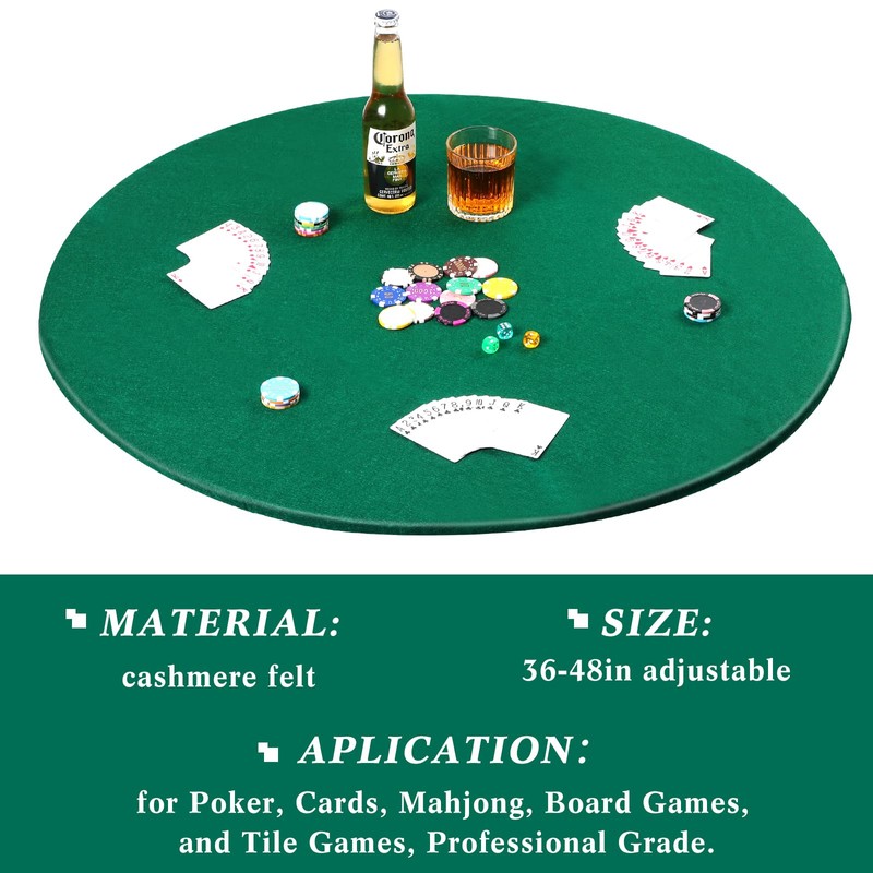 Green 36 Inch Felt Card Game Tablecover Round 36in to