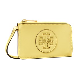 Tory Burch Women's Ella Bio Vegan Leather Zip Card Case Wristlet Wallet, Vintage Lemon