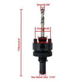 Rannb Hole Saw Mandrel 7/16" Hex Shank Quick Change Speed Arbor with Pilot Drill bit