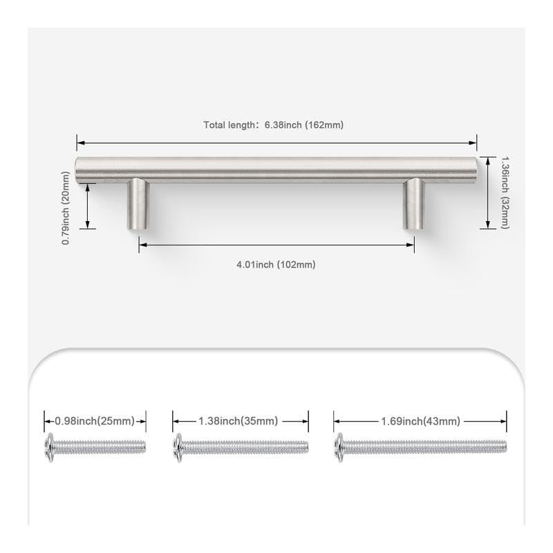 Probrico 6 Pack Brushed Nickel Kitchen Cabinet Pulls 4 inch