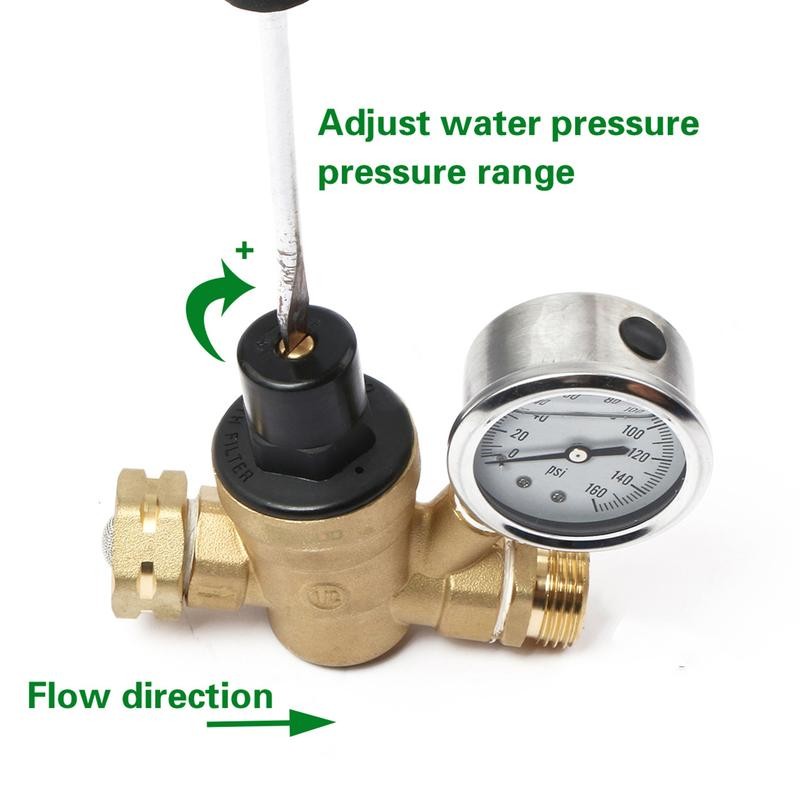 U.S. Solid Brass Water Regulator Valve 3/4" Adjustable Pressure Regulator