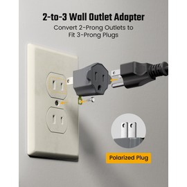 JACKYLED 2 Prong to 3 Prong Outlet Adapter, ETL Listed 3-2 Prong Adapter, Fire-Retardant (392℉) PBT Material, Heavy Duty Wall Plug Adapter for Old Homes, Travel to Japan, and Industrial Use, 4-Pack
