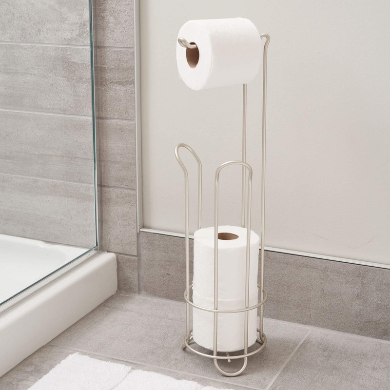 iDesign Classico Metal Toilet Tissue Roll Reserve Organizer for Bathroom,