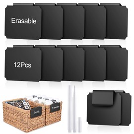 woweasi 14PCS Basket Labels Clip On Set, Removable Bin Labels Basket Tags for Storage Bins With 2 Chalk Markers for Organization Fabric Storage Cubes